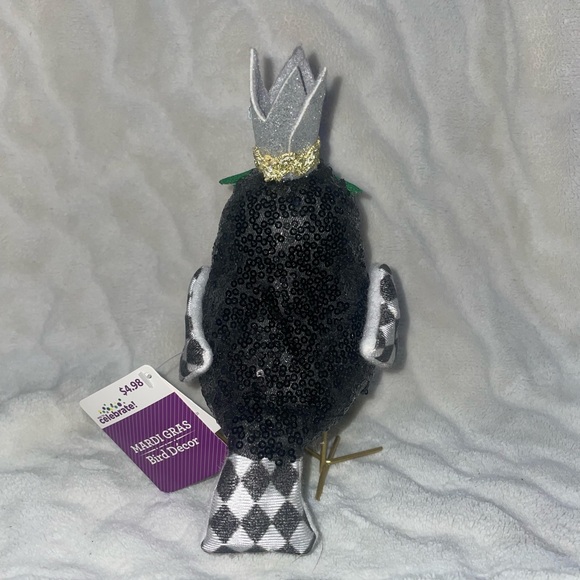 Mardi Gras Fabric bird (Walmart NWT); Black Version - Picture 4 of 5